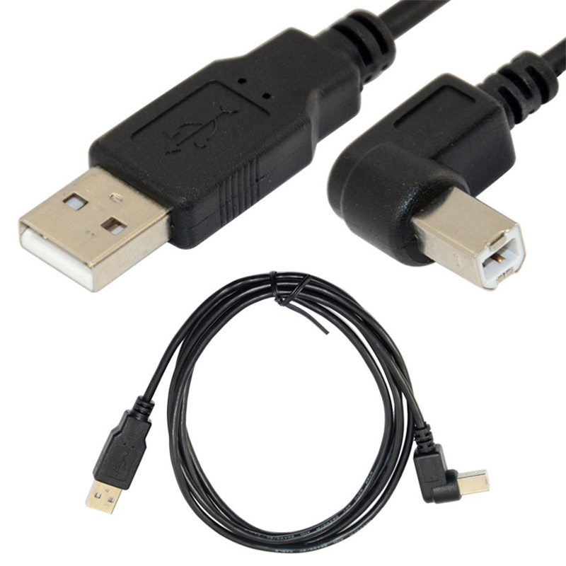 USB 2.0 A male to left angle USB 2.0 B male printer cable