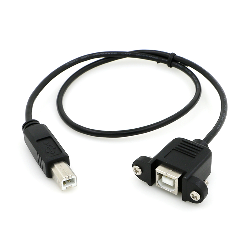 USB B male to B female extension cable with screw