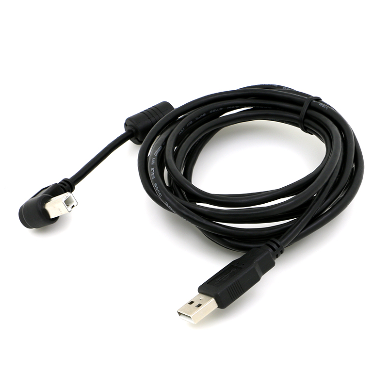 USB 2.0 A male to right angle b male printer cable with ferrrite core