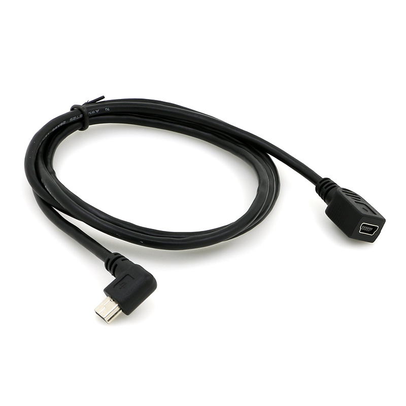 left angle mini male to female extension cable