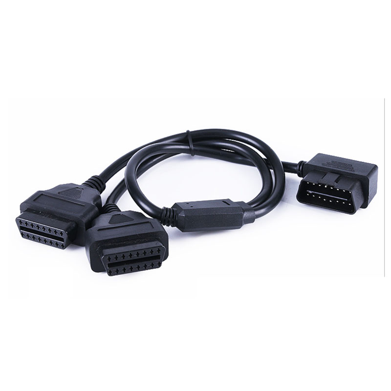 l shaped 90 degree 16 Pin Male to Dual Female Y OBD Cable 